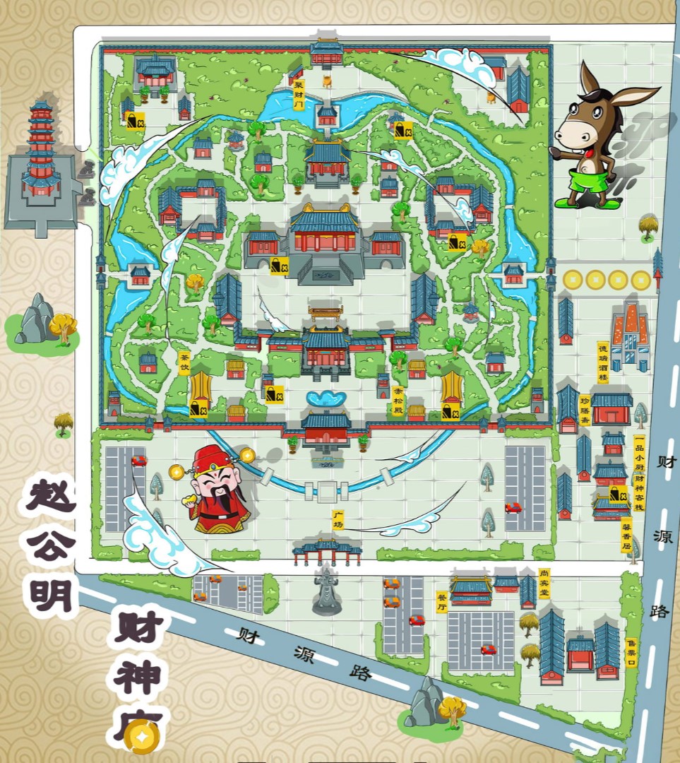 吉州寺庙类手绘地图